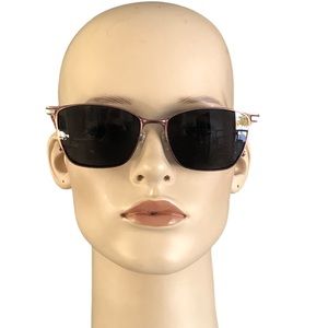 Easy clip Women’s muted satin Metallic Pink Frame Sunglasses with Dark Lenses